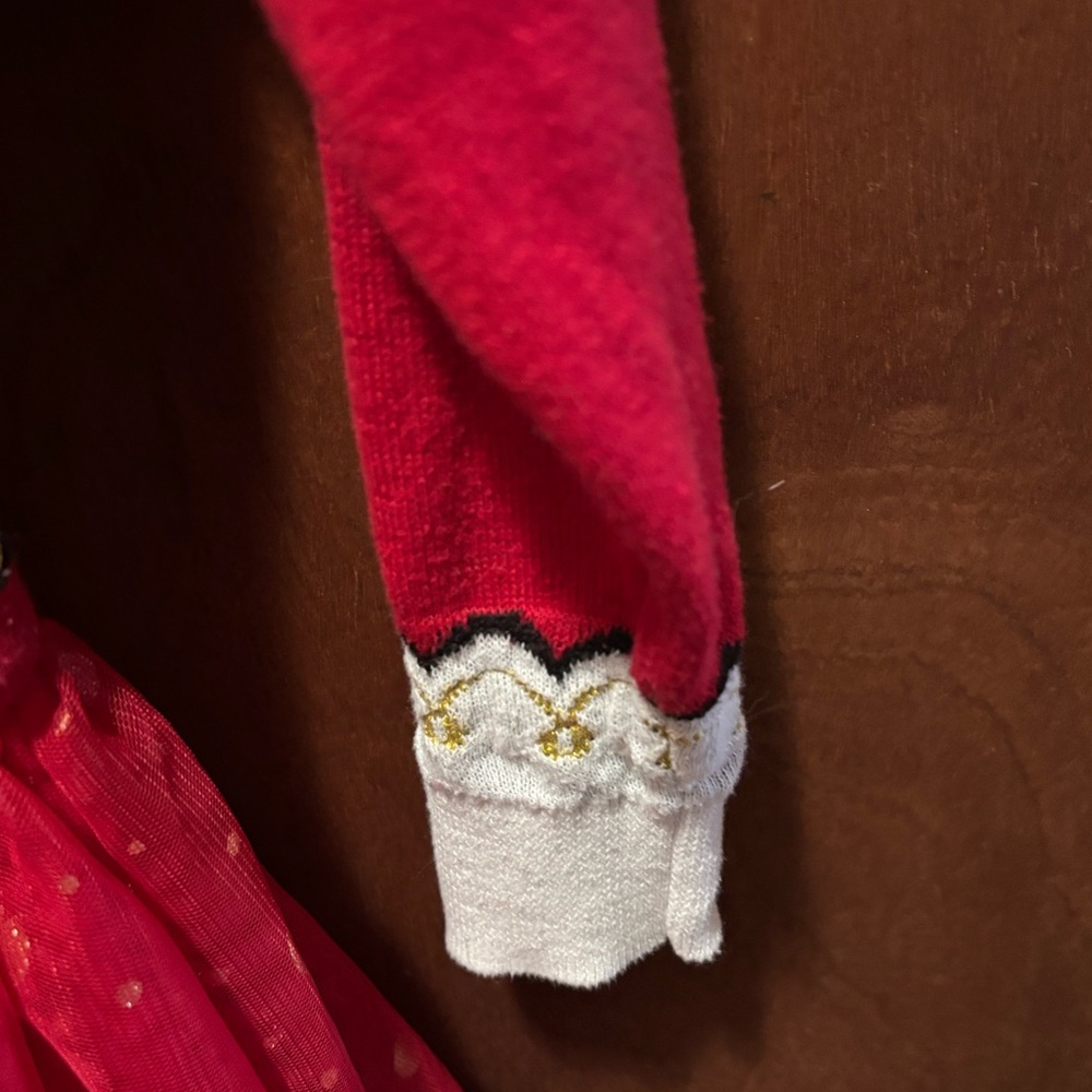 Red Christmas Sweater Dress with Tulle Skirt - Picture 5 of 7